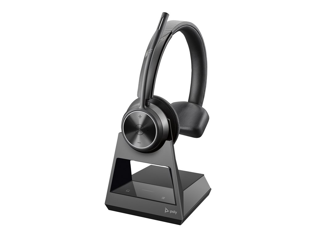 Poly Savi 7310 - Savi 7300 series - Headset - On-Ear - DECT - kabellos - USB-A über DECT-Adapter - Schwarz - UC-zertifiziert - Replaces Poly SKU 2-220995-205